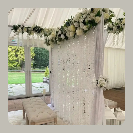 Serene All-White Premium Nikah Floral Backdrop for Elegant Celebrations