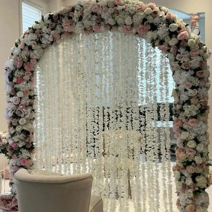 Romantic White and Blush Floral Arch Nikah Backdrop