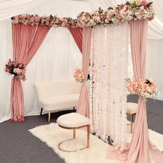 Romantic Rose Pink and White Nikah Floral Parda