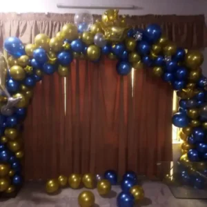 Navy Blue and Gold Balloon Arch Birthday Decoration with Star Balloons